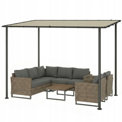 Pergola przyścienna Outsunny 3x1,8 m kremowa zadaszenie tarasowe