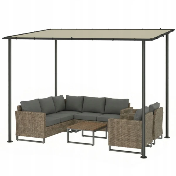 Pergola przyścienna Outsunny 3x1,8 m kremowa zadaszenie tarasowe