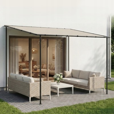 Pergola przyścienna Outsunny 3x1,8 m kremowa zadaszenie tarasowe