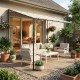 Pergola przyścienna Outsunny 3x1,8 m kremowa zadaszenie tarasowe