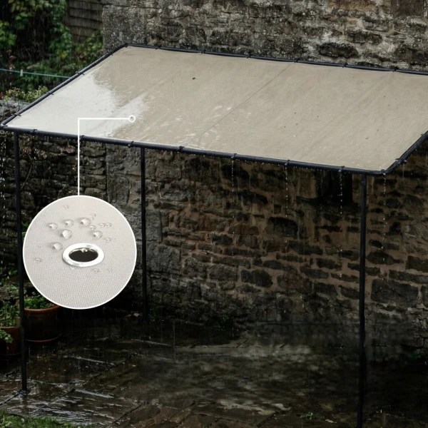 Pergola przyścienna Outsunny 3x1,8 m kremowa zadaszenie tarasowe