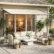 Pergola przyścienna Outsunny 3x1,8 m kremowa zadaszenie tarasowe