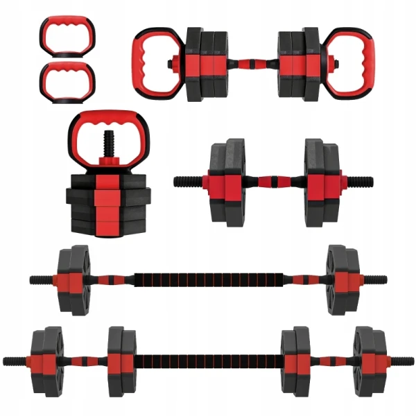 Zestaw hantli regulowanych SPORTNOW 15 kg 6w1 sztanga kettlebell