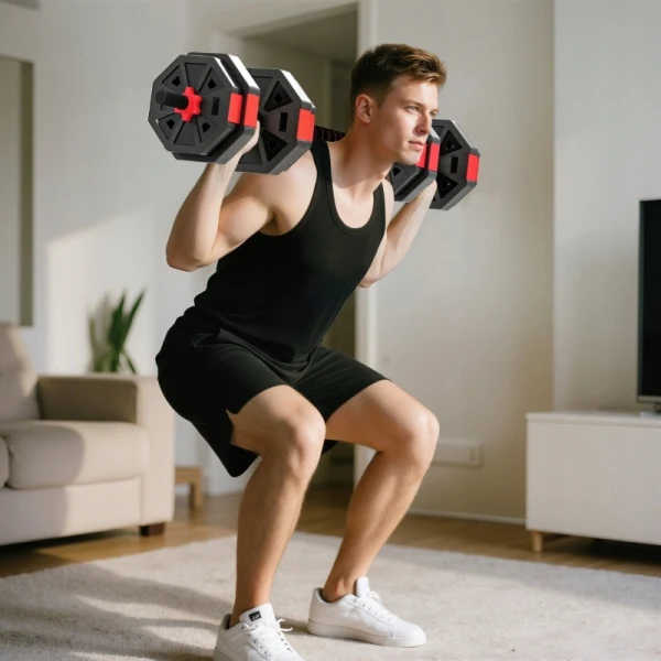 Zestaw hantli regulowanych SPORTNOW 15 kg 6w1 sztanga kettlebell