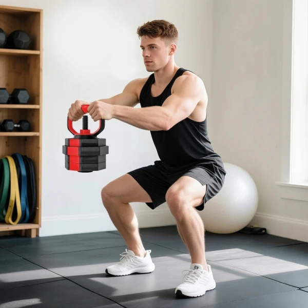 Zestaw hantli regulowanych SPORTNOW 15 kg 6w1 sztanga kettlebell