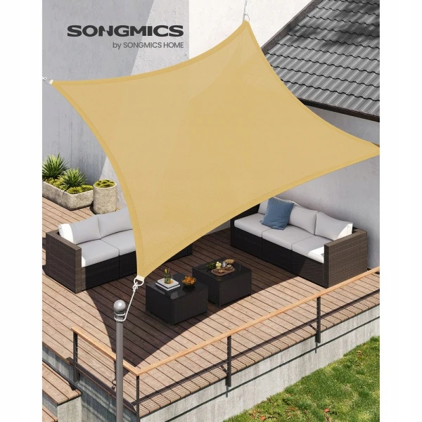 Żagiel przeciwsłoneczny ogrodowy SONGMICS 3 x 4 m HDPE ochrona UV beżowy