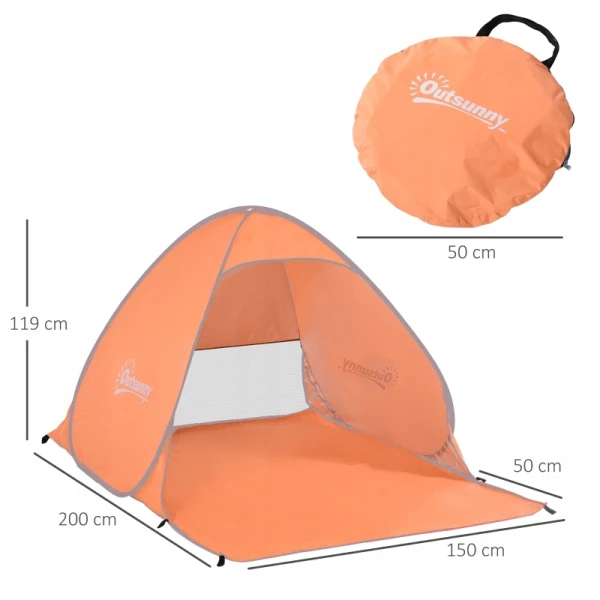 Namiot plażowy Pop Up automatyczny ochrona UV 2-3 osobowy camping Outsunny