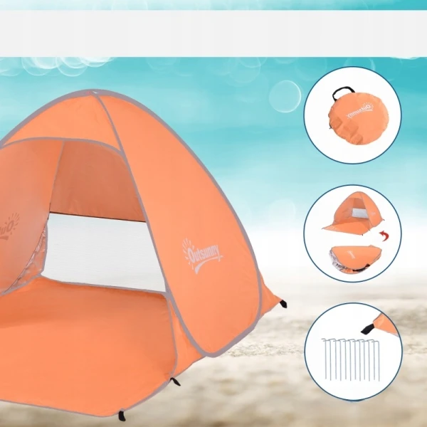 Namiot plażowy Pop Up automatyczny ochrona UV 2-3 osobowy camping Outsunny