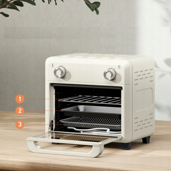 Mini piekarnik 1000W 10L z termoobiegiem kremowy HOMCOM