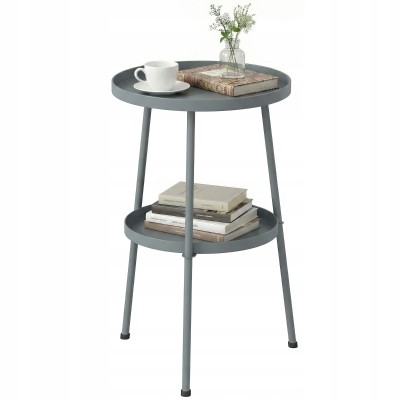 Stolik balkonowy tarasowy metalowy Ø36 cm ciemnoszary Outsunny