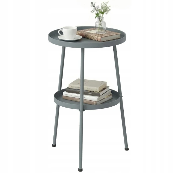 Stolik balkonowy tarasowy metalowy Ø36 cm ciemnoszary Outsunny