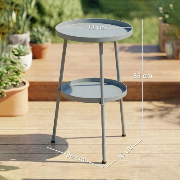 Stolik balkonowy tarasowy metalowy Ø36 cm ciemnoszary Outsunny