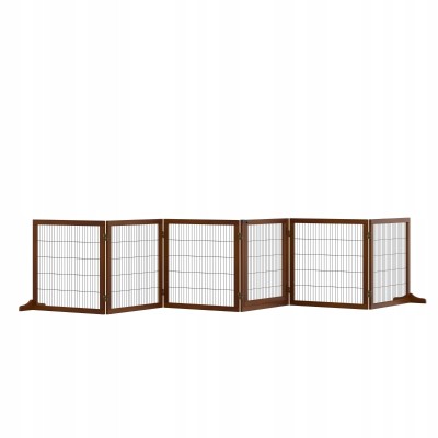 Ogrodzenie dla psa składane 6-panelowe 432 x 70 cm brązowe PawHut