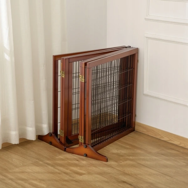 Ogrodzenie dla psa składane 6-panelowe 432 x 70 cm brązowe PawHut