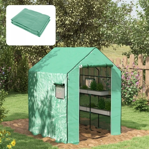 Folia do szklarni 140x143x190 cm PE UV drzwi rolowane zielona Outsunny