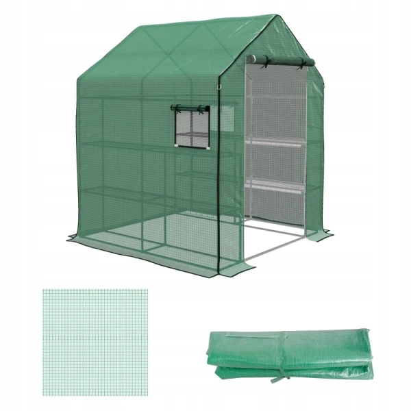 Folia do szklarni 140x143x190 cm PE UV drzwi rolowane zielona Outsunny