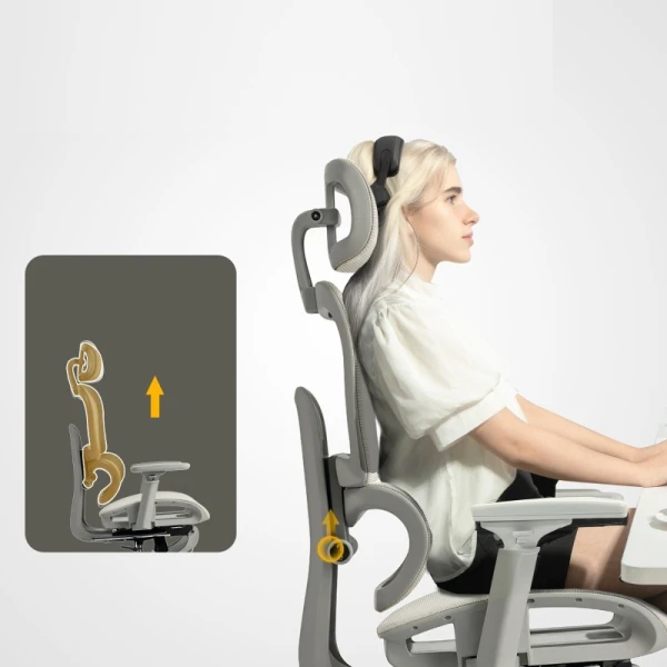 Ergonomiczne krzesło biurowe z podnóżkiem HOMCOM regulowane beżowe
