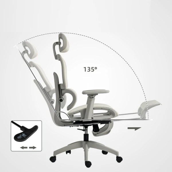 Ergonomiczne krzesło biurowe z podnóżkiem HOMCOM regulowane beżowe