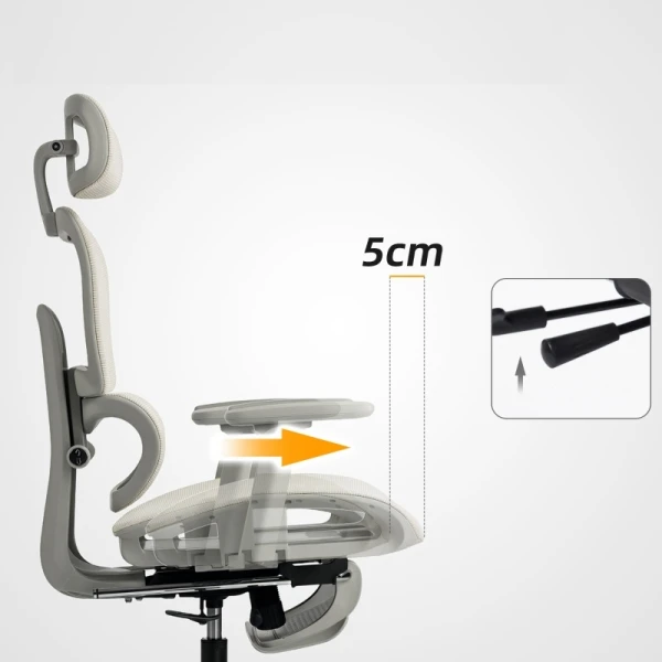 Ergonomiczne krzesło biurowe z podnóżkiem HOMCOM regulowane beżowe