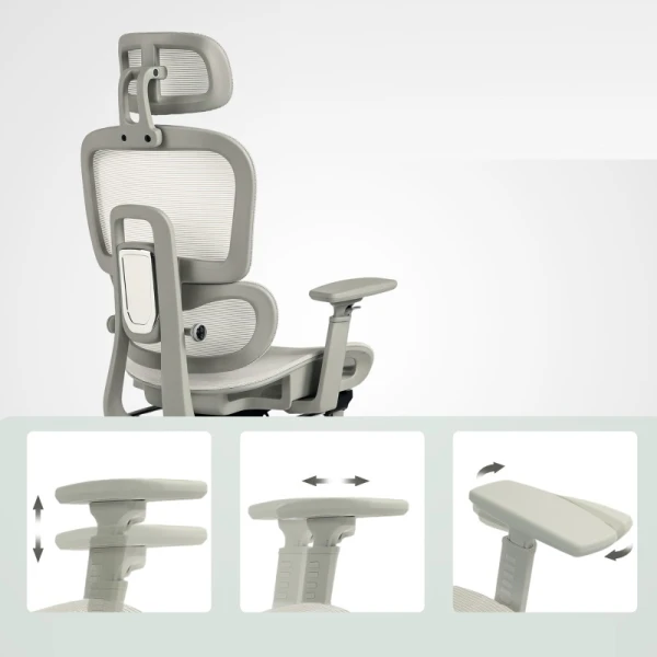 Ergonomiczne krzesło biurowe z podnóżkiem HOMCOM regulowane beżowe