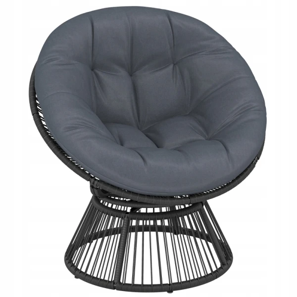 Fotel ogrodowy obrotowy 360° Papasan rattanowy szary Outsunny