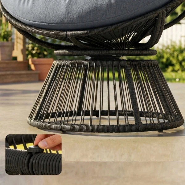 Fotel ogrodowy obrotowy 360° Papasan rattanowy szary Outsunny