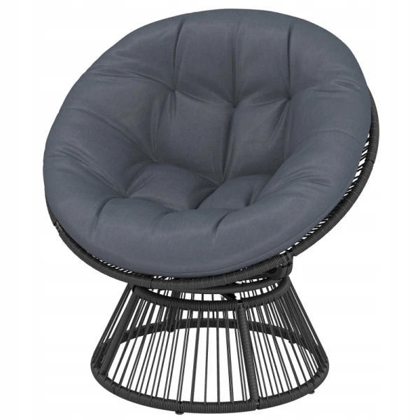 Fotel ogrodowy obrotowy 360° Papasan rattanowy szary Outsunny