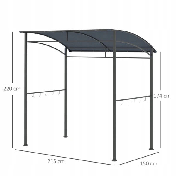 Pawilon grillowy Outsunny zadaszenie grilla 215 x 150 cm szary