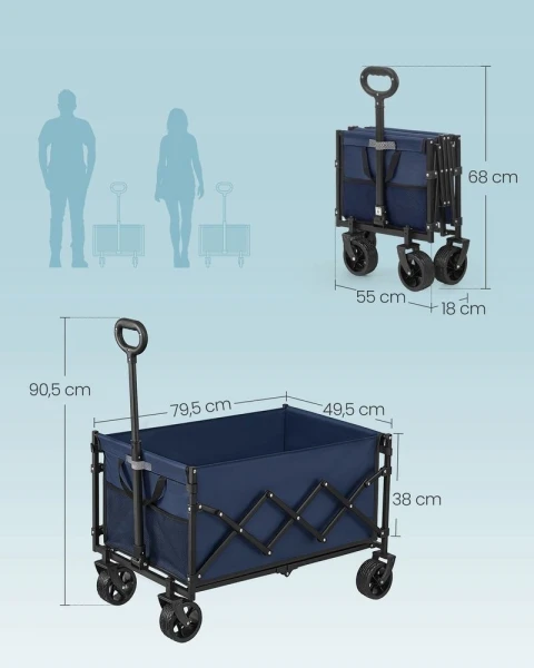 Wózek transportowy składany ogrodowy SONGMICS 150L granatowy