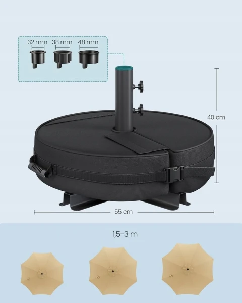Stojak na parasol SONGMICS podstawa worek obciążający na piasek 30 kg