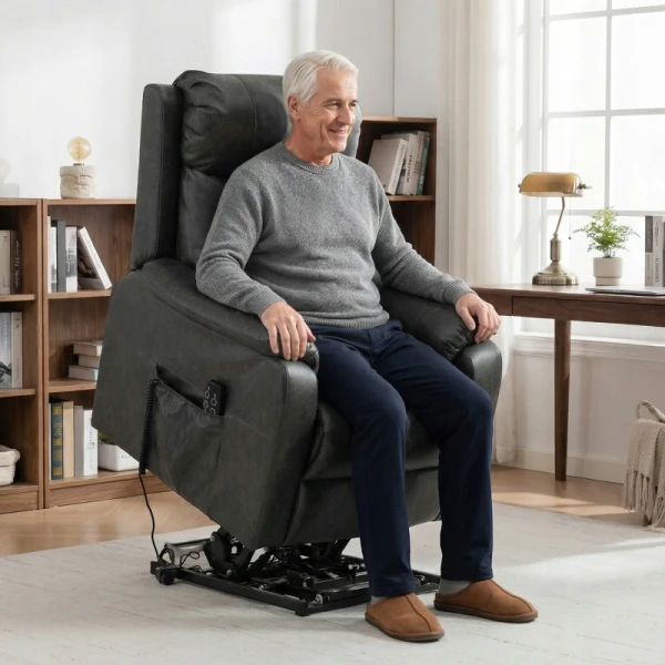 Fotel elektryczny z funkcją podnoszenia dla seniorów czarny HOMCOM