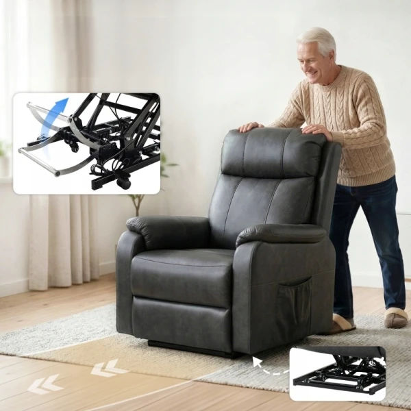 Fotel elektryczny z funkcją podnoszenia dla seniorów czarny HOMCOM