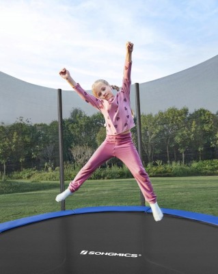 Trampolina ogrodowa 305 cm z siatką i drabinką do 150 kg niebieska SONGMICS
