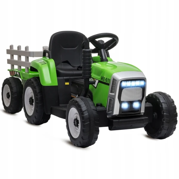 Elektryczny traktor z przyczepą dla dzieci HOMCOM 12V pilot 3-6 lat zielony