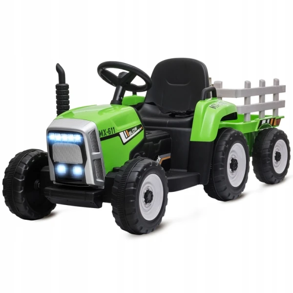 Elektryczny traktor z przyczepą dla dzieci HOMCOM 12V pilot 3-6 lat zielony