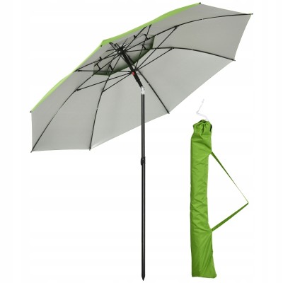 Parasol plażowy z pokrowcem Outsunny Ø185 cm UV30+ regulowany zielony