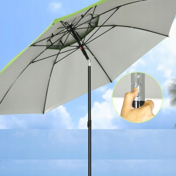 Parasol plażowy z pokrowcem Outsunny Ø185 cm UV30+ regulowany zielony