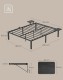 Łóżko podwójne z półkami rama łóżka 160x200 cm metalowe czarne VASAGLE