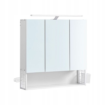 Szafka łazienkowa z lustrem i oświetleniem LED biała 70x14,5x70 cm VASAGLE