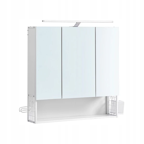Szafka łazienkowa z lustrem i oświetleniem LED biała 70x14,5x70 cm VASAGLE