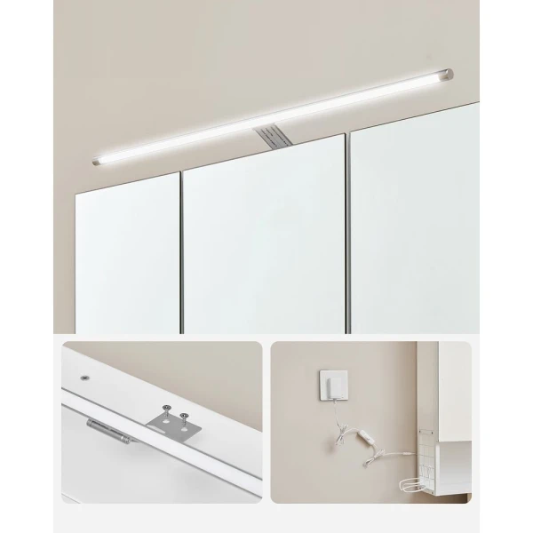 Szafka łazienkowa z lustrem i oświetleniem LED biała 70x14,5x70 cm VASAGLE