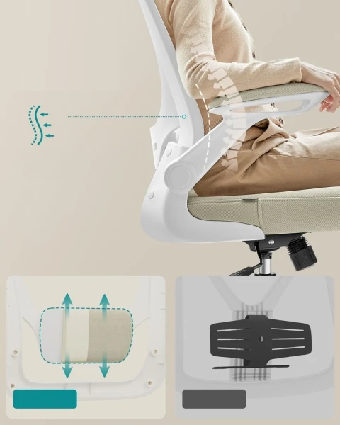 Ergonomiczny fotel biurowy SONGMICS regulowany, obrotowy, beżowy