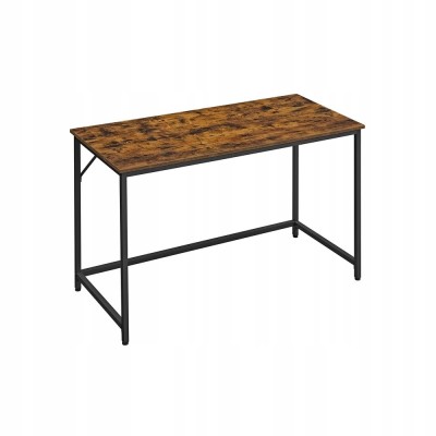 Biurko prostokątne vintage brąz z czarnym stelażem 120 x 60 cm VASAGLE