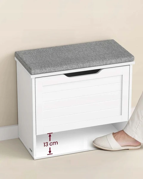 Szafka na buty z siedziskiem i schowkiem 60x30x53,5 cm biała VASAGLE