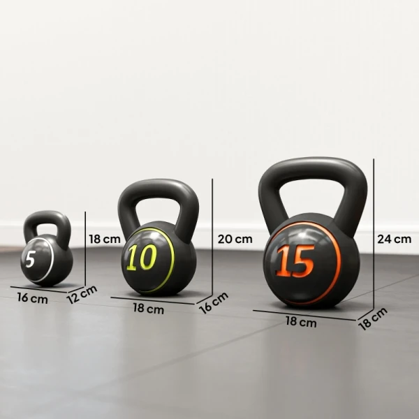 Zestaw kettlebell 3 szt. 2,2 kg 4,5 kg 6,8 kg SPORTNOW