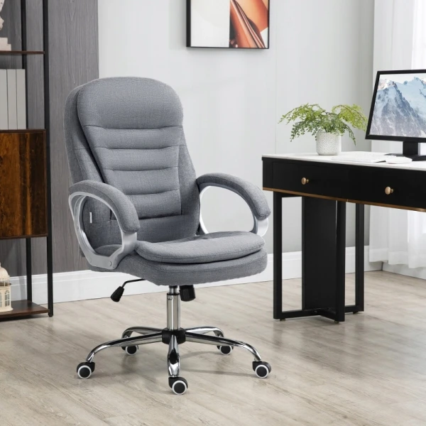 Fotel biurowy Vinsetto ergonomiczne krzesło obrotowe szare do 120 kg