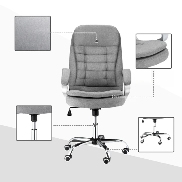 Fotel biurowy Vinsetto ergonomiczne krzesło obrotowe szare do 120 kg