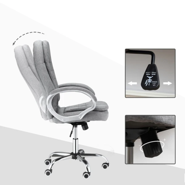 Fotel biurowy Vinsetto ergonomiczne krzesło obrotowe szare do 120 kg