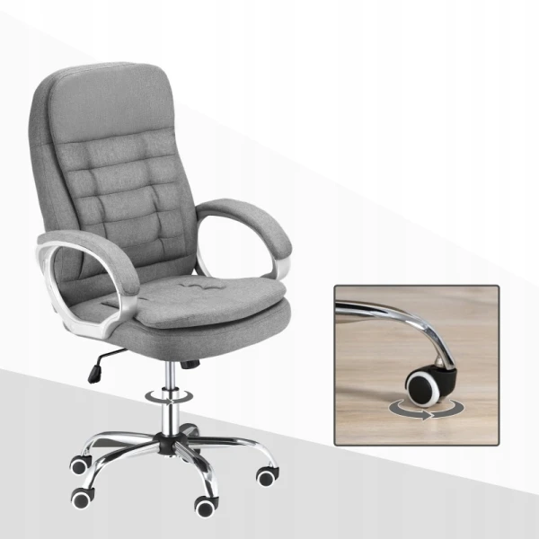 Fotel biurowy Vinsetto ergonomiczne krzesło obrotowe szare do 120 kg