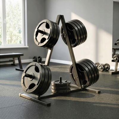Stojak na talerze SPORTNOW do 200 kg na obciążenia 2,5 cm czarny